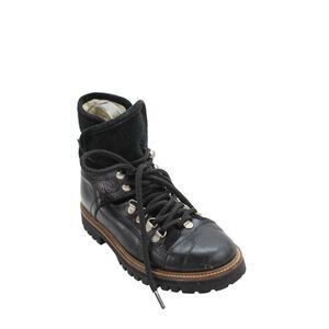 Ganni Womens Suede Shearling Lined Lace Up Boots Black Size 6